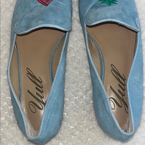 YULL Womens Loafers Blue Embroidered Watermelon and Pineapple size UK  7 US 9 - Picture 5 of 10